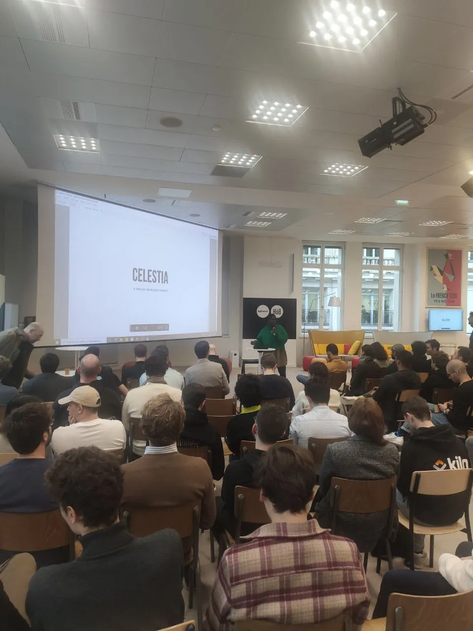 Mariam Kouanda presenting Celestia at a BPI France event